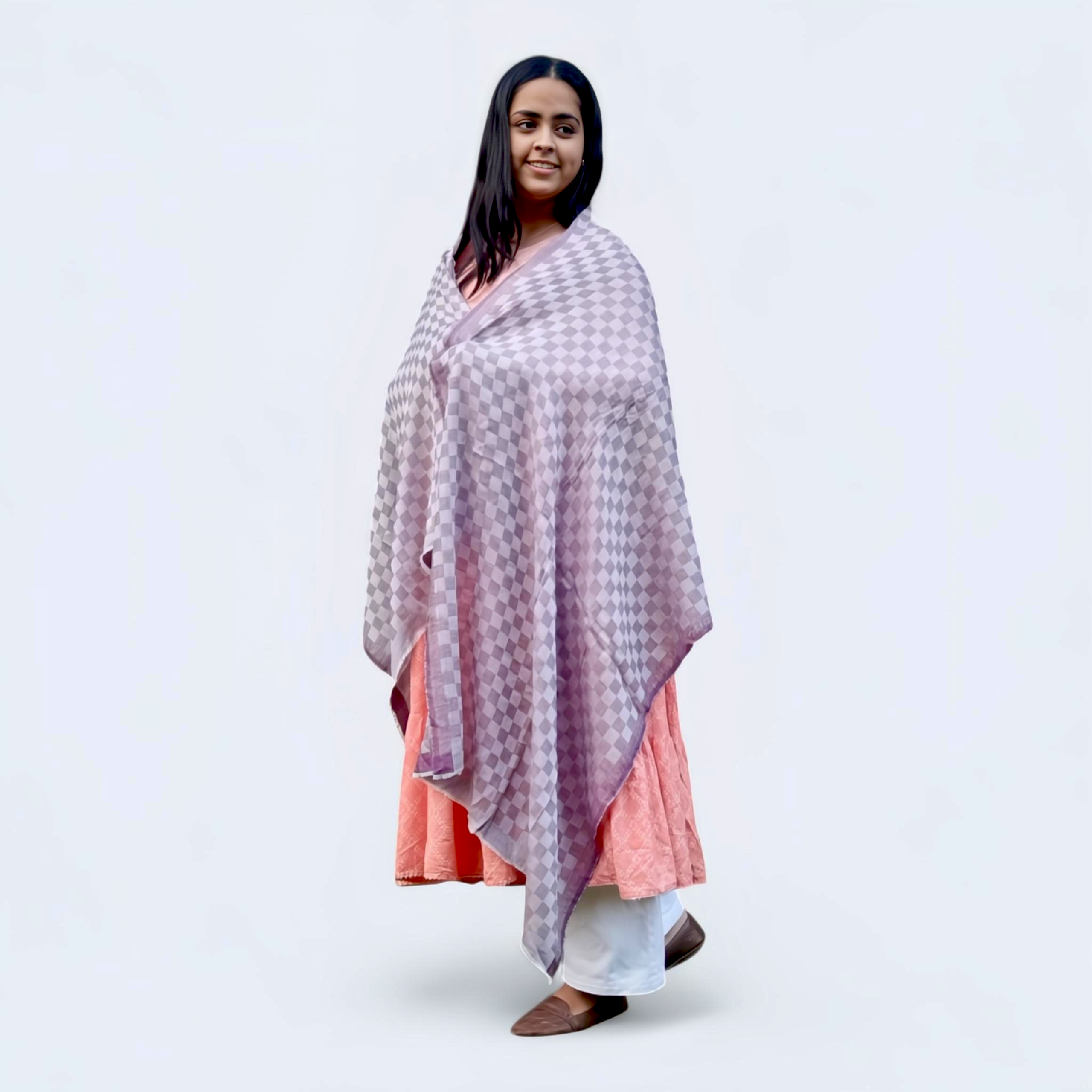 Multicolour Check Wool–Silk Stole for Women | Soft, Lightweight & Elegant - Mojopanda Organic  Store