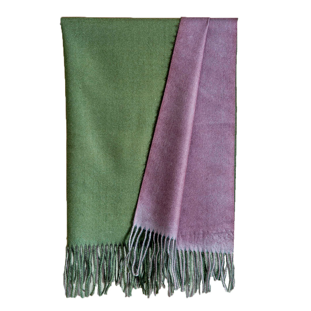 Woolen Revesible Stoles & Shawls |Green & Lilac| 70x180 CM | - Mojopanda Organic  Store