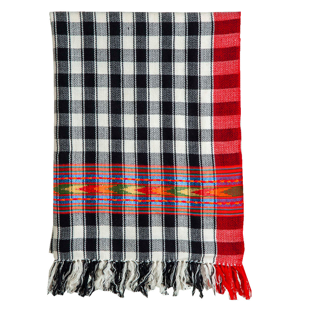 Woolen Stoles & Shawls|  Check design  | Black & Multi | 70x200 CM | - Mojopanda Organic  Store