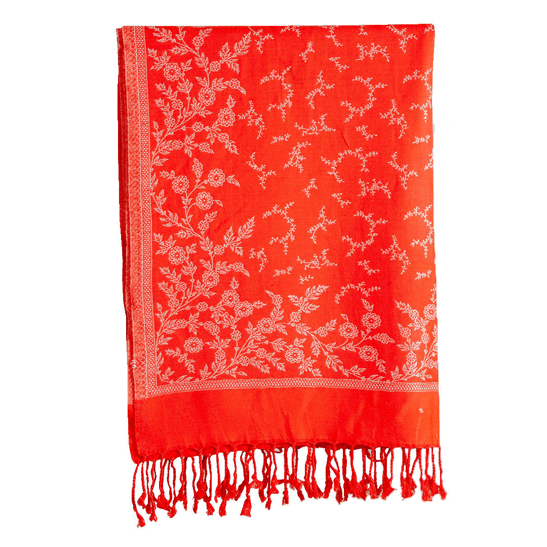 Woolen Stoles & Shawls |Red & Beige | 70x200 CM | - Mojopanda Organic  Store