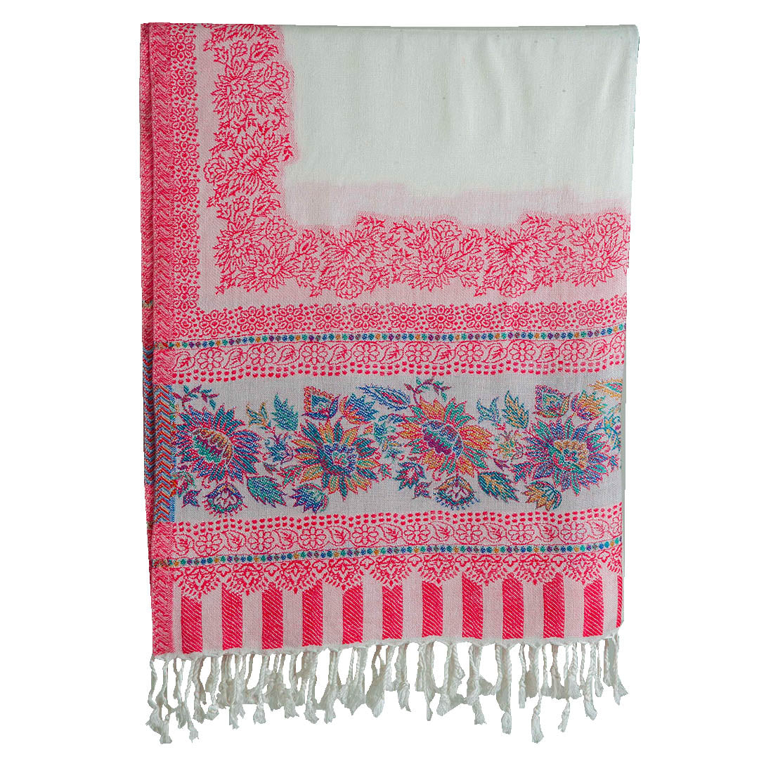 Woolen Stoles & Shawls | White & Multi | 70x210 CM | - Mojopanda Organic  Store
