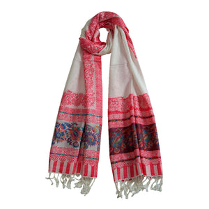 Woolen Stoles & Shawls | White & Multi | 70x210 CM | - Mojopanda Organic  Store