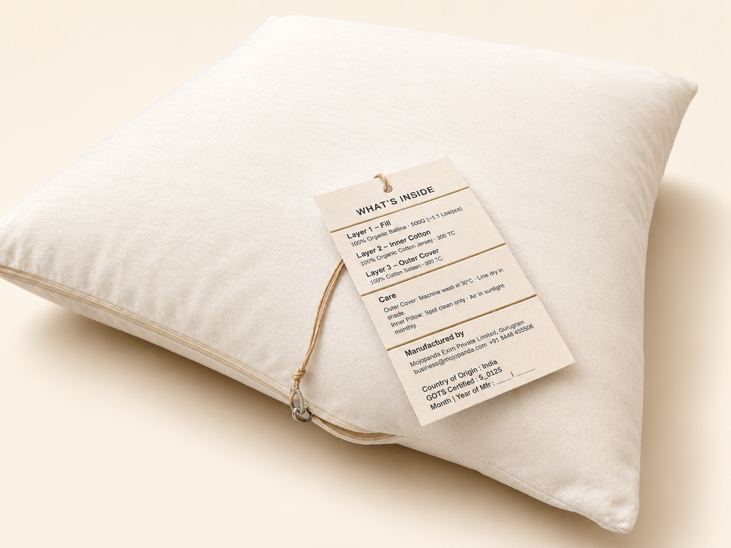 Pillow Organic Wool  -  Royal Restore -  5  Layer - Mojopanda Organic  Store