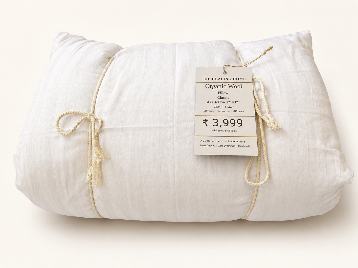 Pillow Organic Wool - Classic Calm -  4  Layer - Mojopanda Organic  Store