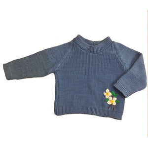 Organic Wool | Pullover | Indigo | Size-6 Month - Mojopanda Organic  Store