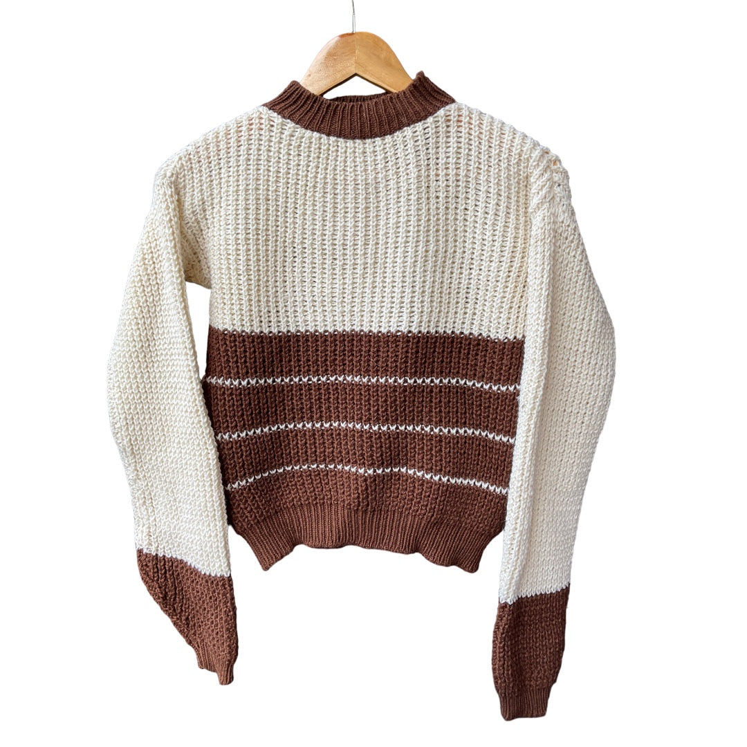 Organic Wool |  Pullover | White & Brown - Mojopanda Organic  Store
