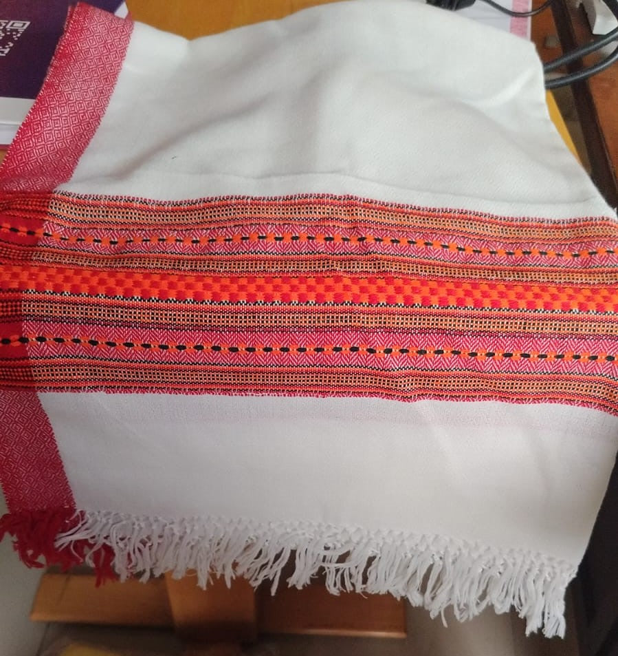 Woolen  Stoles & Shawls |White & Multi | 70x200CM | - Mojopanda Organic  Store