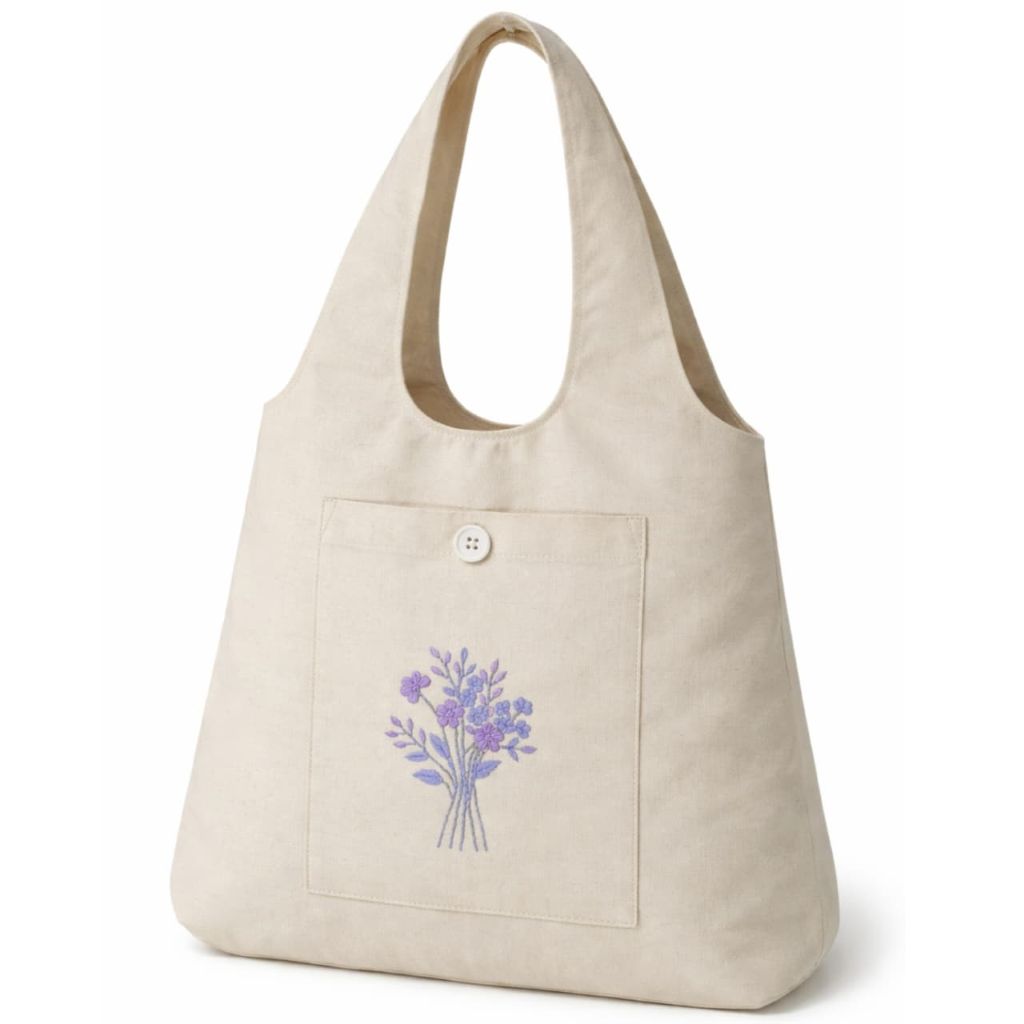Canvas Tote Bag with Emboidery  – Eco-Friendly Daily Use Carry Bag - Mojopanda Organic  Store