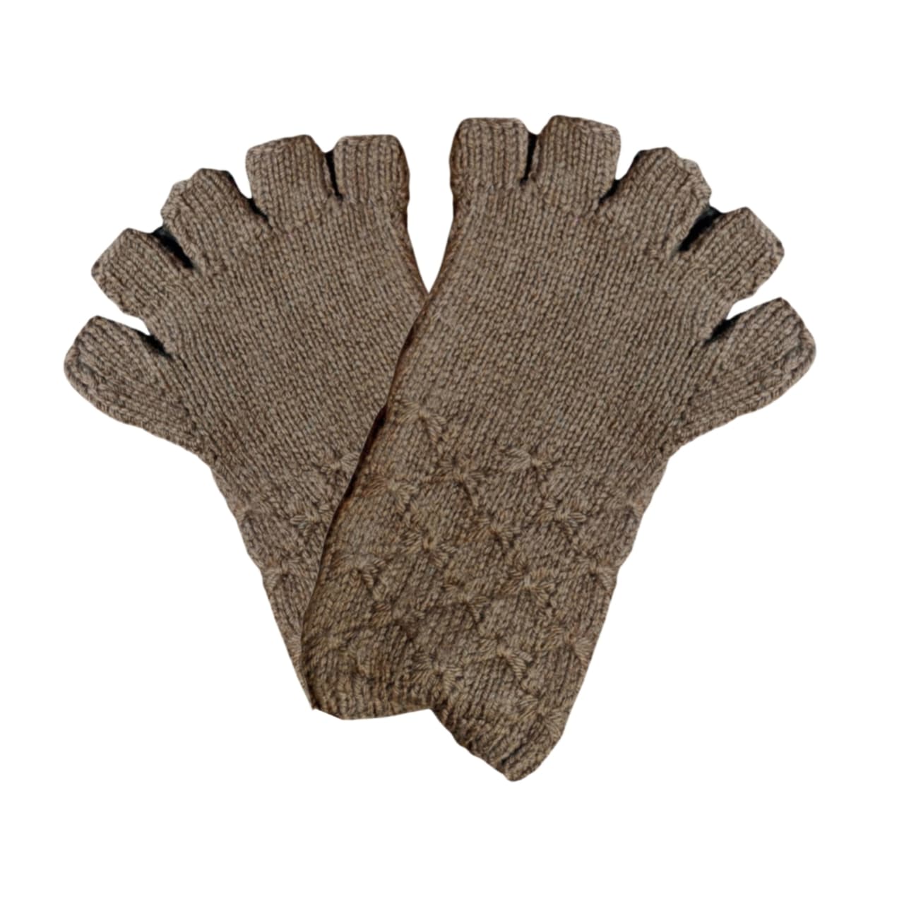 Brown 100% Wool Fingerless Gloves | Soft, Warm & Stylish