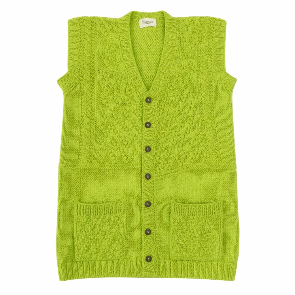 Cardigan | 100% Wool |  Lime Green - Mojopanda Organic  Store