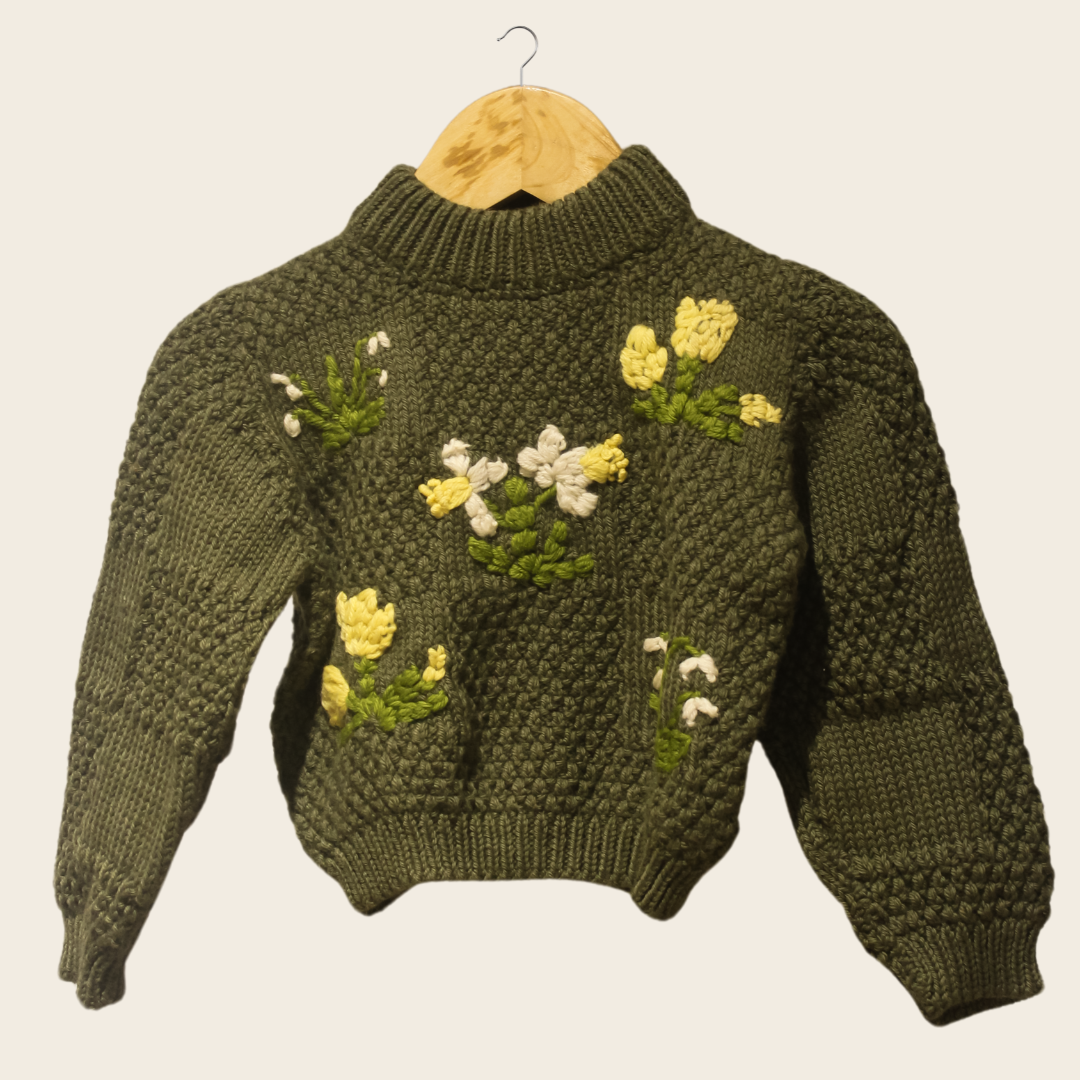 Haru Baby Pullover | Handknitted 100% Organic Wool | Allergy-Free Warm Design - Mojopanda Organic  Store