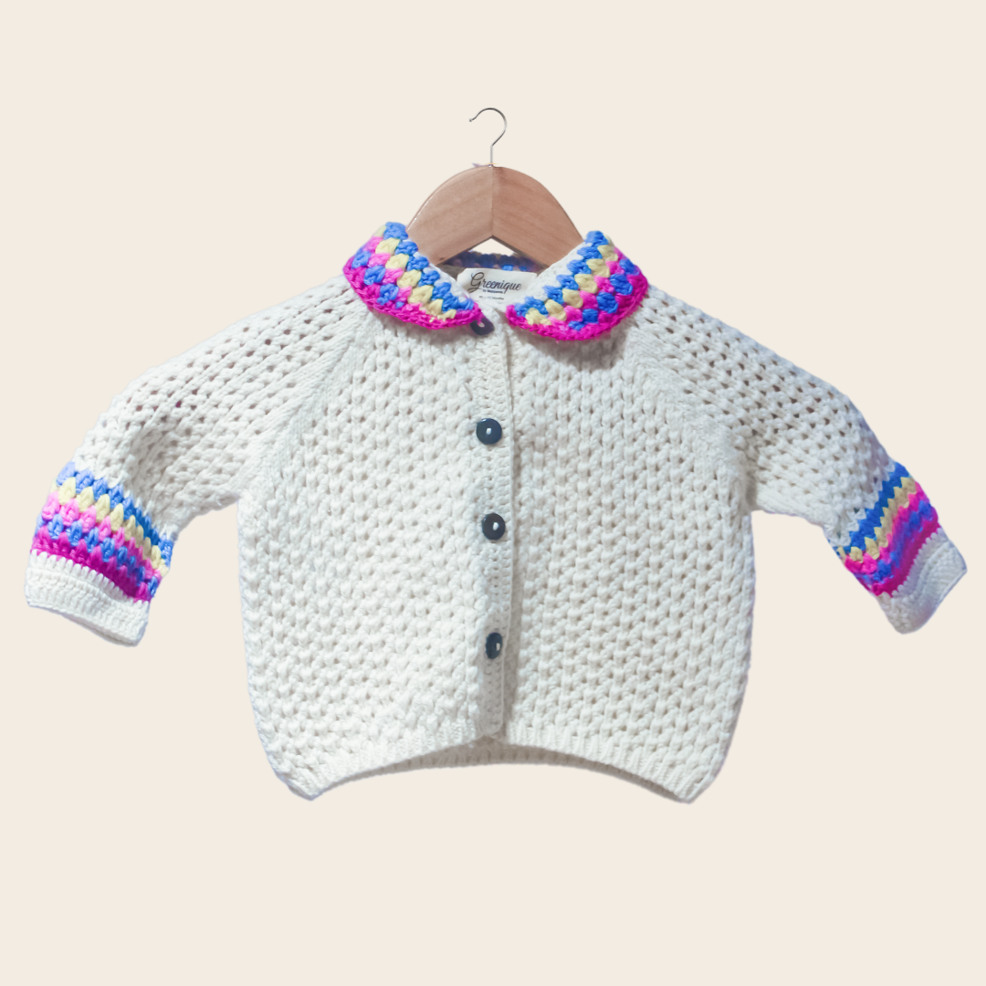 Niji Baby Cardigan | Handknitted 100% Wool, Cozy, Allergy-Free Design - Mojopanda Organic  Store