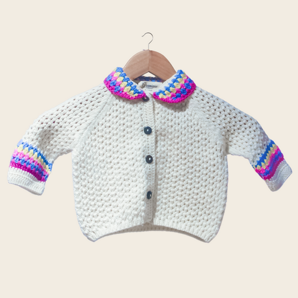 Niji Baby Cardigan | Handknitted 100% Wool, Cozy, Allergy-Free Design