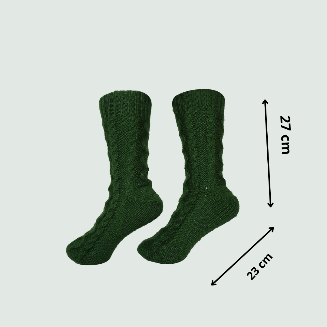 Hand-Knitted-Woollen-Socks-Men-Olive-Green