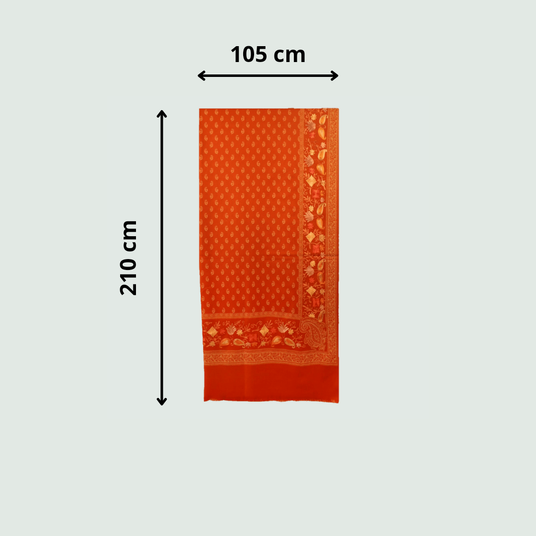Tangerine Floral Odhani | Stoles & Shawls | 100% Wool - Mojopanda Organic  Store