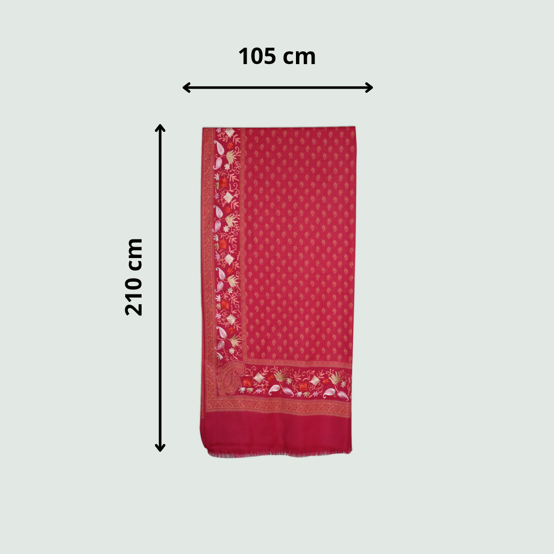 Pretty Pink Embroidered Odhani | Stoles & Shawls | 100% Wool - Mojopanda Organic  Store