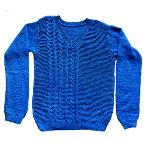 Pullover  V Neck   - Mid Blue   |  For  Men  |  100% Organic Wool - Mojopanda Organic  Store