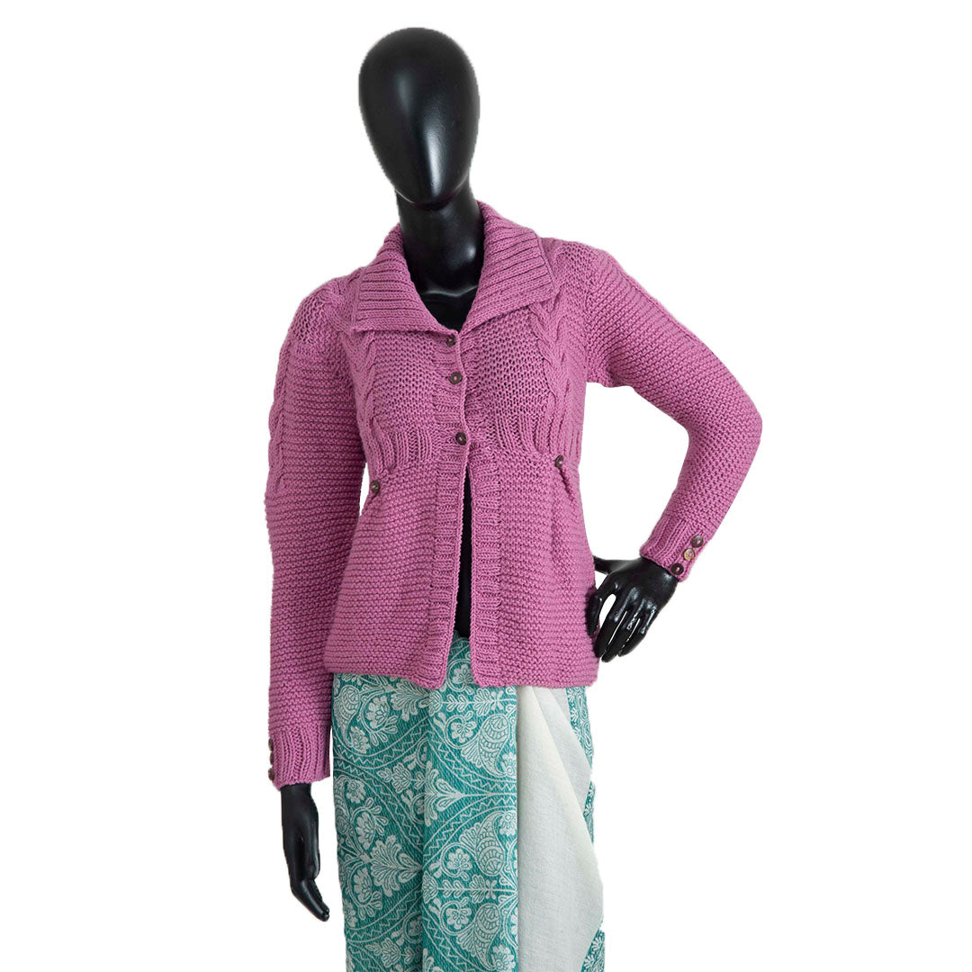 Organic Wool  |   Cardigan   | Mauve Pink - Mojopanda Organic  Store