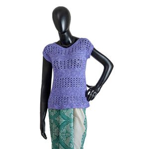 Organic Cotton  |  Top- Crochet |  Purple - Mojopanda Organic  Store