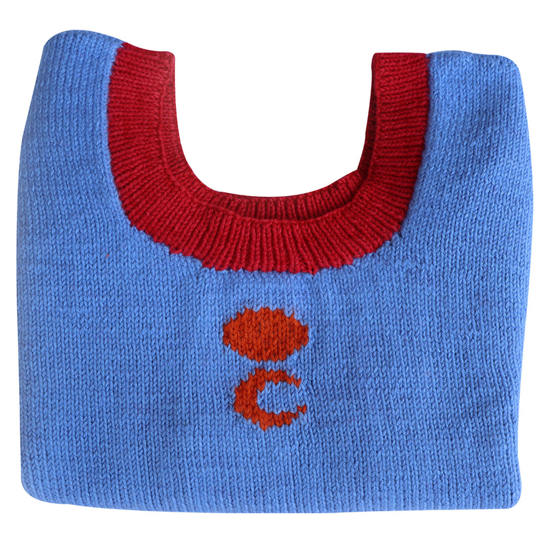 Organic Wool |  Top - Sun & Moon  Design |  Red & Wild Blue - Mojopanda Organic  Store