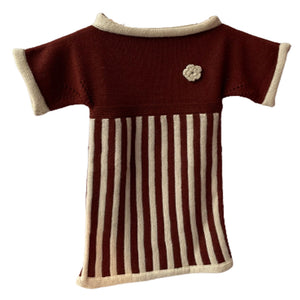 Frock Red Wine & White  | For Baby Girl | 100% Organic Wool - Mojopanda Organic  Store
