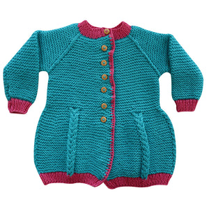 Organic Wool  |  Frock   | Easter Blue &, Pink - Mojopanda Organic  Store