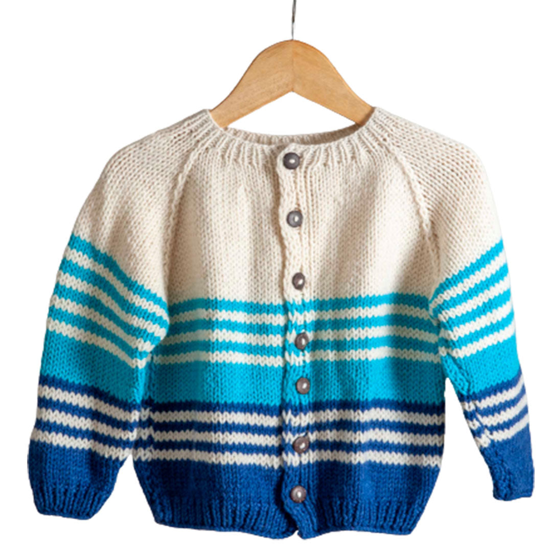 Cardigan Multi color  | For Girl & Boy |  100% Organic Wool | Size-2 Years - Mojopanda Organic  Store