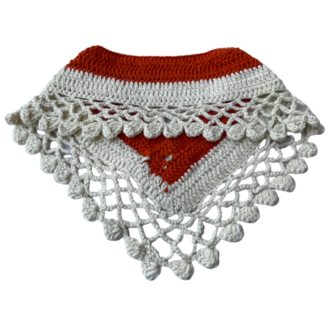 Neck  Warmers & Mufflers  |  Crochet  |  White & Orange    |  For Women  |  100% Premium  Wool - Mojopanda Organic  Store