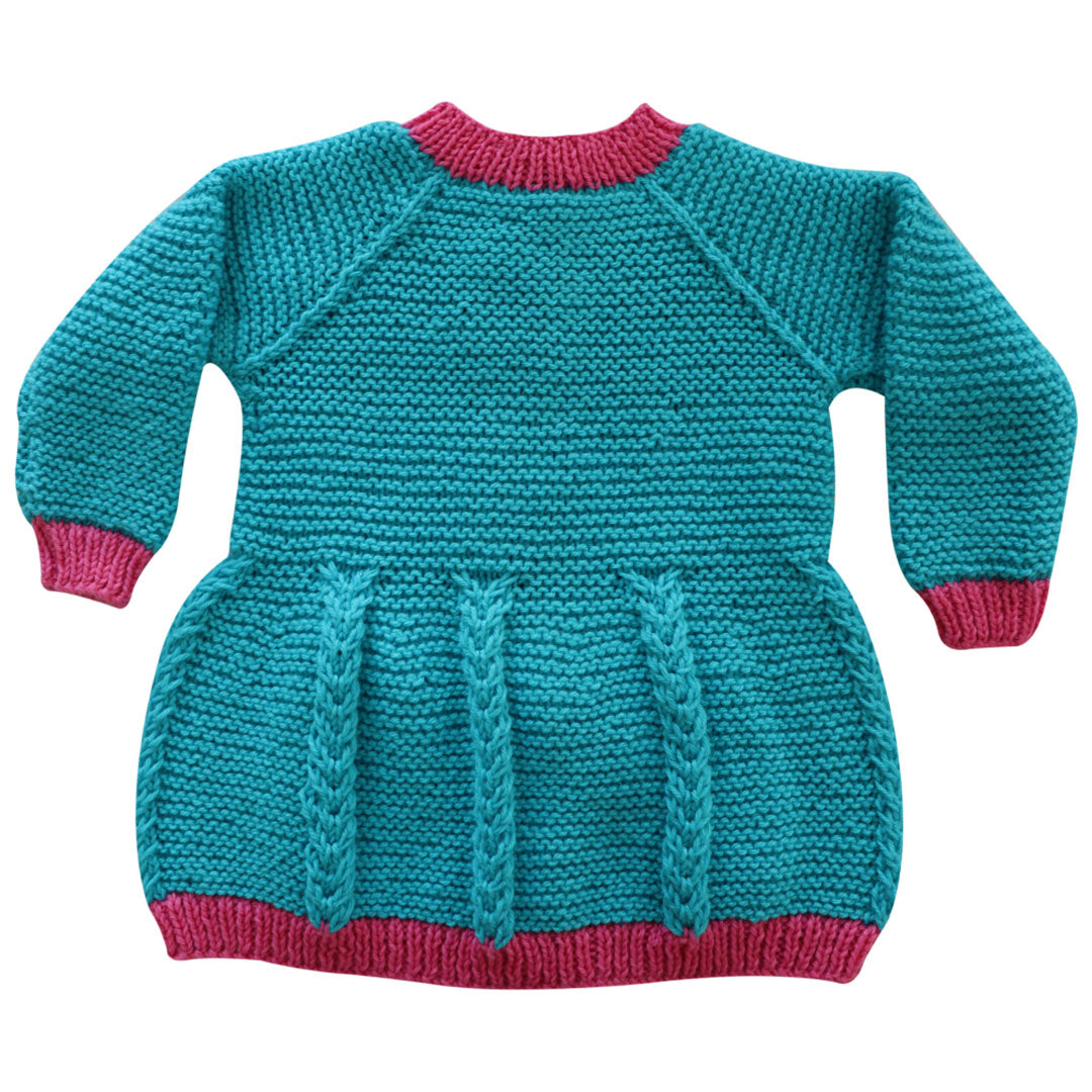 Organic Wool  |  Frock   | Easter Blue &, Pink - Mojopanda Organic  Store