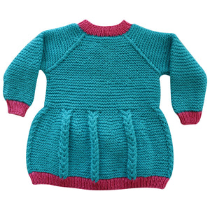 Organic Wool  |  Frock   | Easter Blue &, Pink - Mojopanda Organic  Store