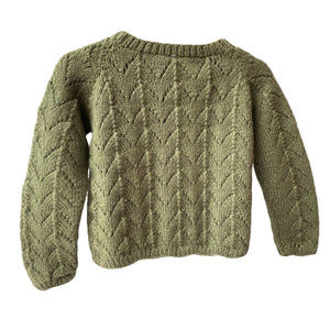 Organic Wool | Cardigan | Olive Green | Size- 18 Month - Mojopanda Organic  Store