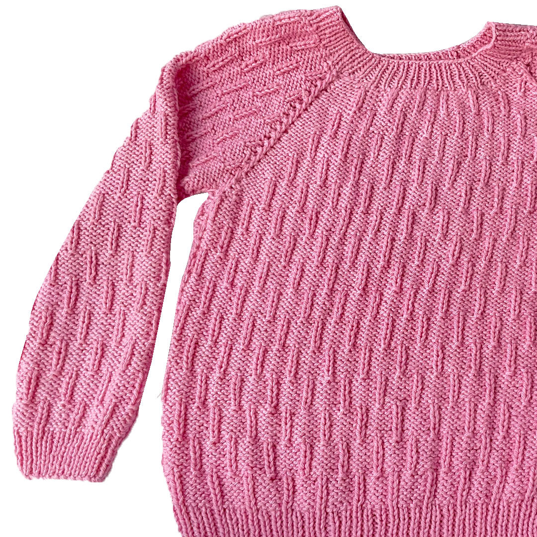Organic Wool  | Pullover | Ivory  |  Classic Rose | Size- 8-9 years - Mojopanda Organic  Store