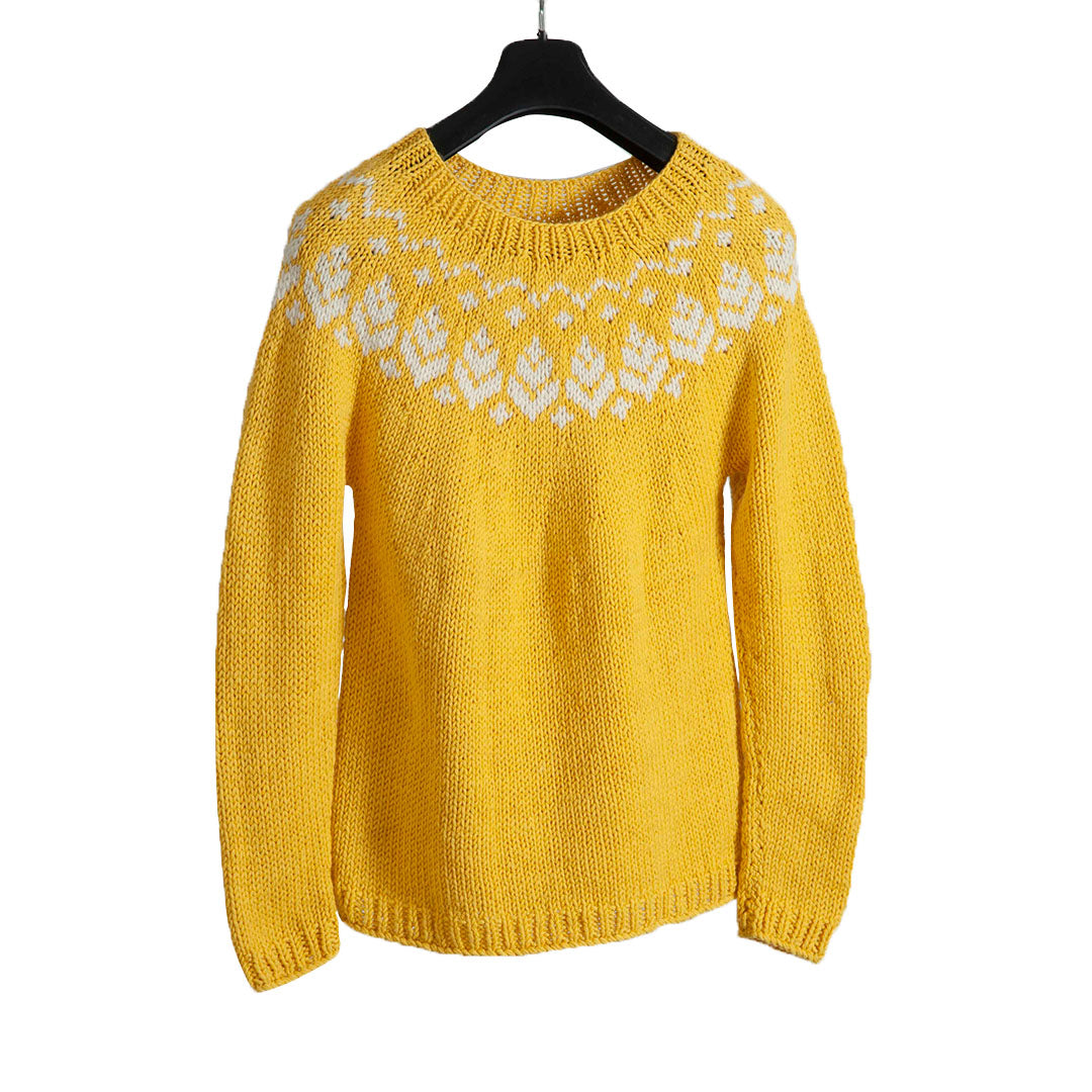 Organic Wool |  Pullover  |  Yellow & White - Mojopanda Organic  Store