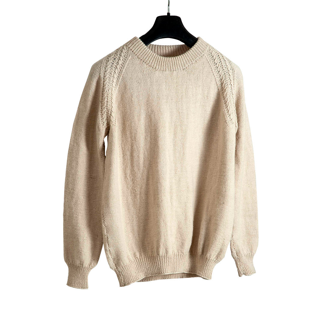 Pullover  Round  Neck  -Ivory   |  For Men |  100% Organic Wool - Mojopanda Organic  Store