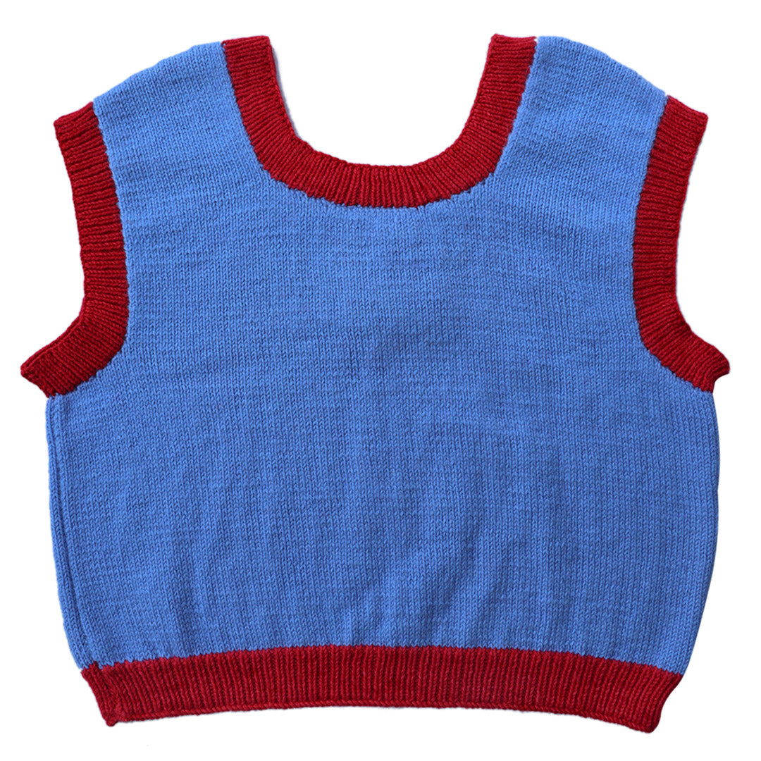 Organic Wool |  Top - Sun & Moon  Design |  Red & Wild Blue - Mojopanda Organic  Store