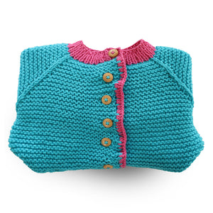 Organic Wool  |  Frock   | Easter Blue &, Pink - Mojopanda Organic  Store