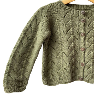 Organic Wool | Cardigan | Olive Green | Size- 18 Month - Mojopanda Organic  Store