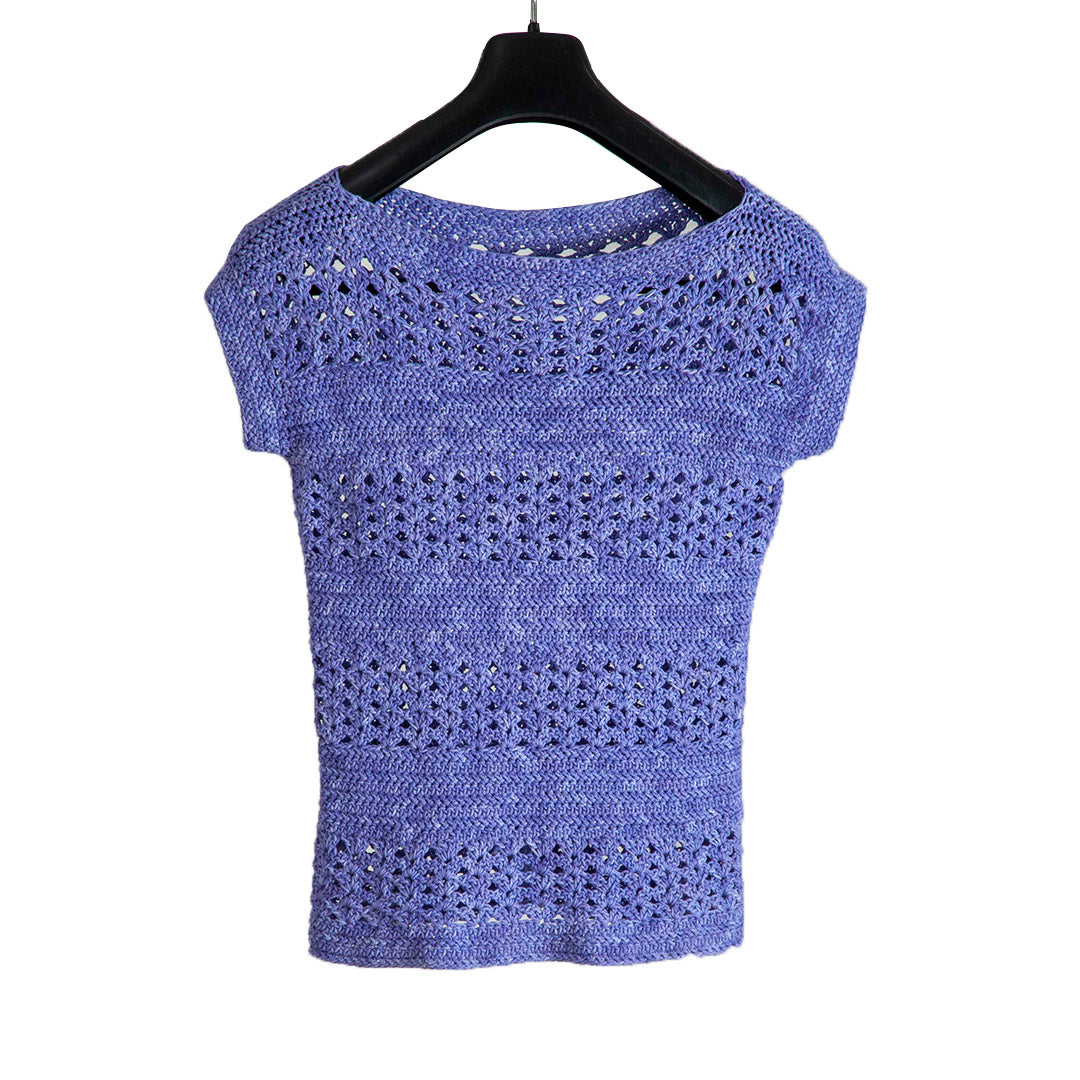 Organic Cotton  |  Top- Crochet |  Purple - Mojopanda Organic  Store