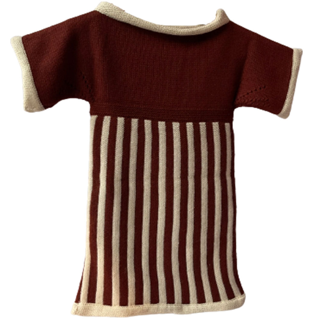 Frock Red Wine & White  | For Baby Girl | 100% Organic Wool - Mojopanda Organic  Store