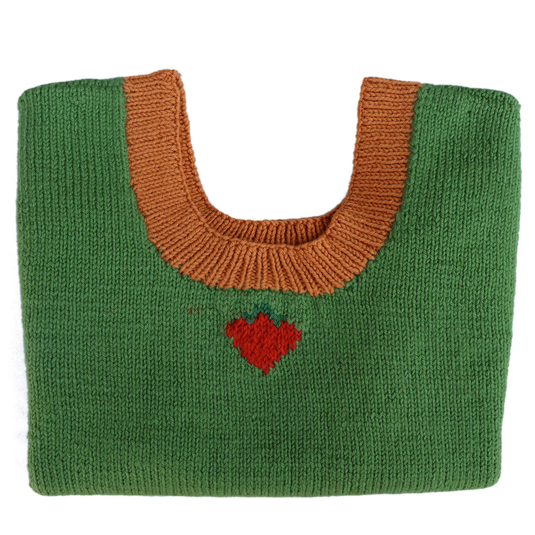 Crop Sweaters | Organic Wool  |  Top Strawberry Design  |