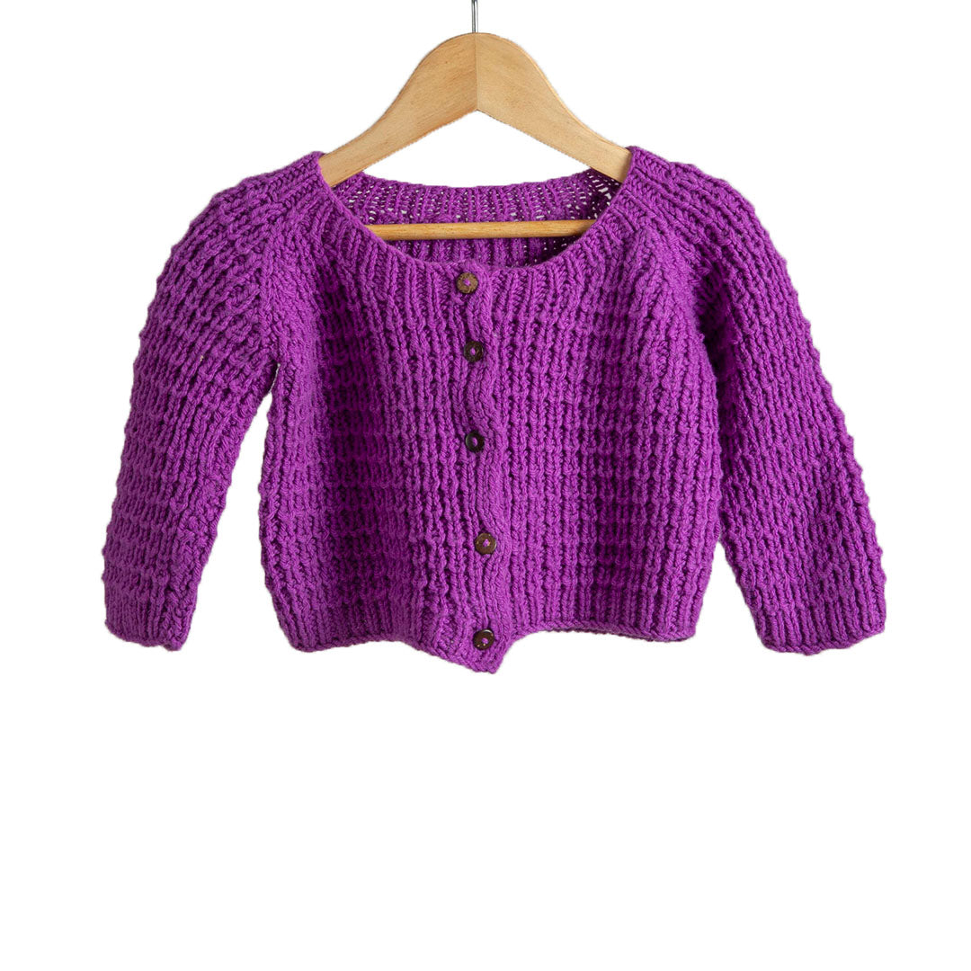 Cardigan Purple Haze | For Boy & Girl Baby |100% Organic Wool | Size-9 Months - Mojopanda Organic  Store