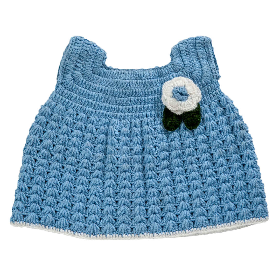 Frock Rock Blue - Crochet   | For Baby Girl |  100% Organic Wool - Mojopanda Organic  Store