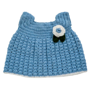 Frock Rock Blue - Crochet   | For Baby Girl |  100% Organic Wool - Mojopanda Organic  Store