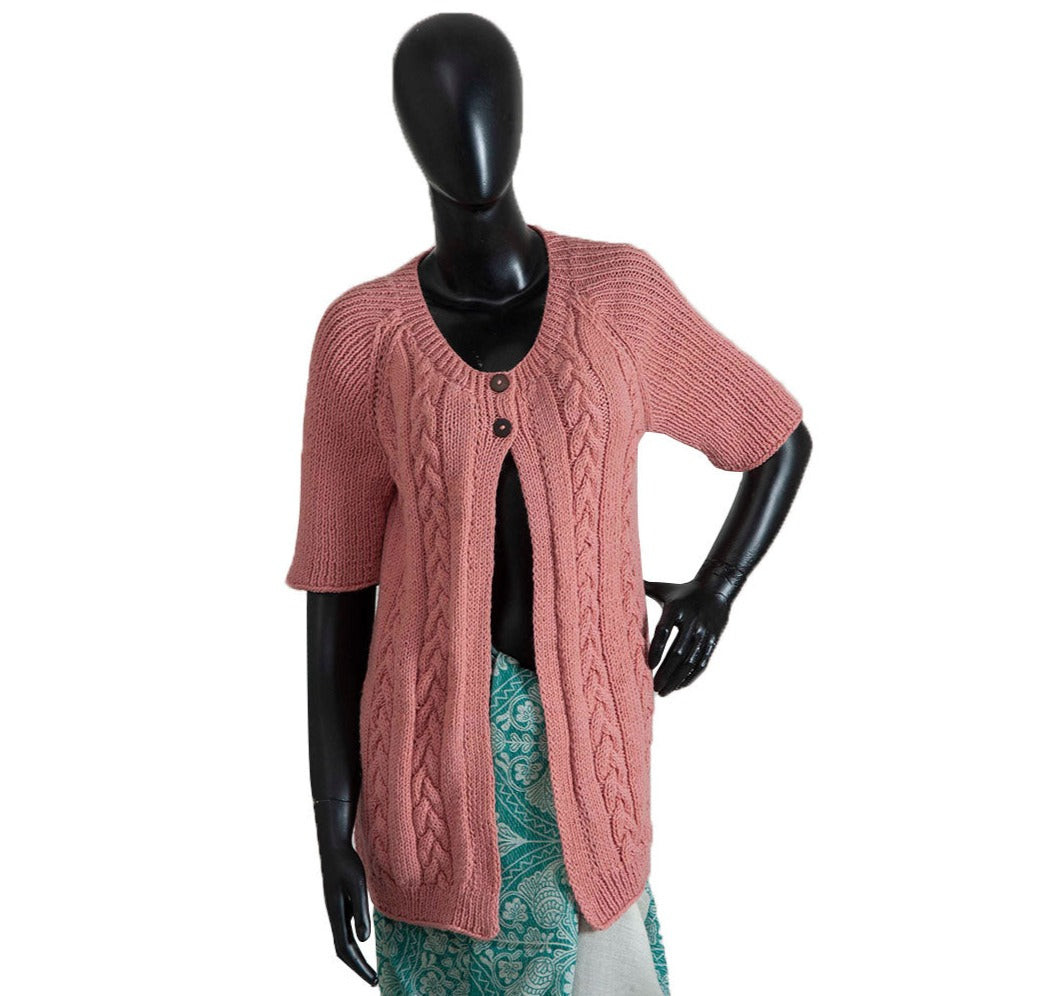 Organic Wool |  Cardigan | Dark Salmon - Mojopanda Organic  Store