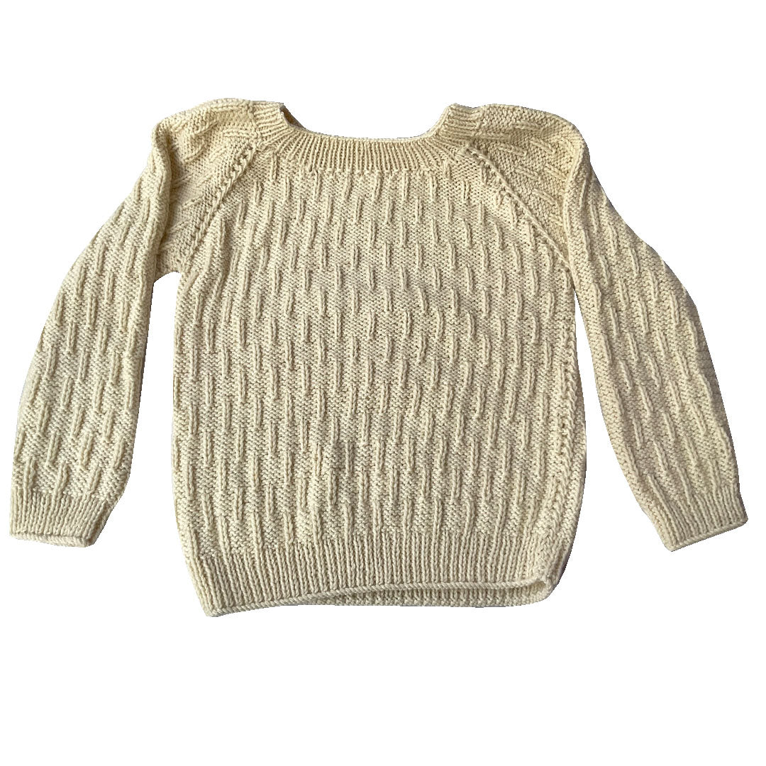 Organic Wool  | Pullover | Ivory  |  Classic Rose | Size- 8-9 years - Mojopanda Organic  Store