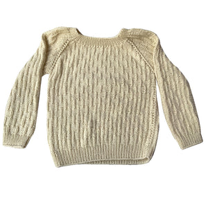 Organic Wool  | Pullover | Ivory  |  Classic Rose | Size- 8-9 years - Mojopanda Organic  Store