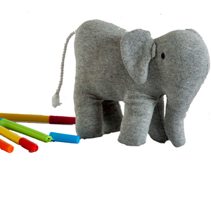 Elephant Machine Knitted Grey Stuffed Baby/Plush/Soft Toy | 100% Premium Cotton - Mojopanda Organic  Store