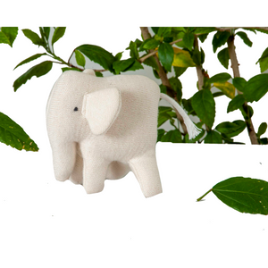 Elephant Machine Knitted White Stuffed Baby/Plush/Soft Toy | 100% Premium Cotton - Mojopanda Organic  Store
