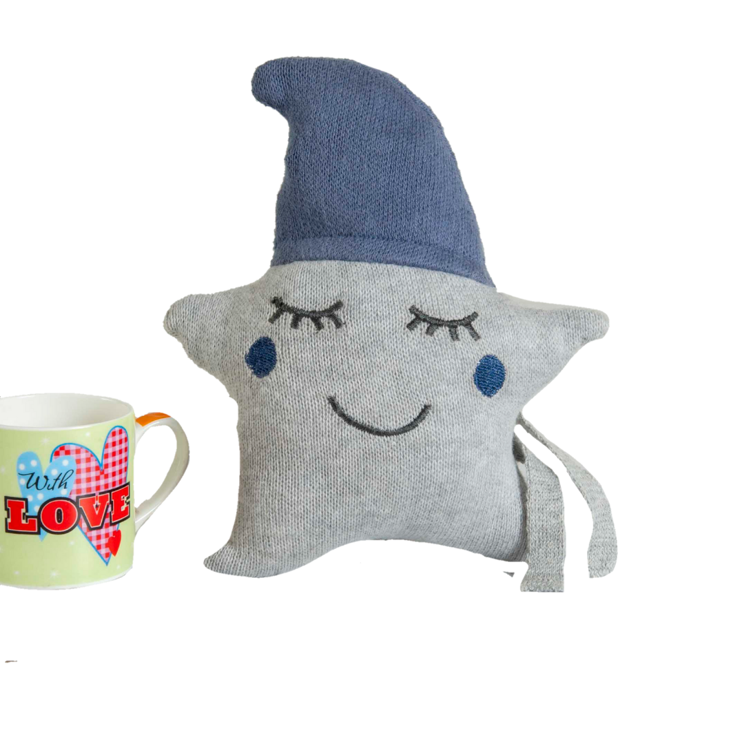 Joker Pillow Grey & Blue Knitted Stuffed/Plush/Soft Toy | 100% Premium Cotton - Mojopanda Organic  Store