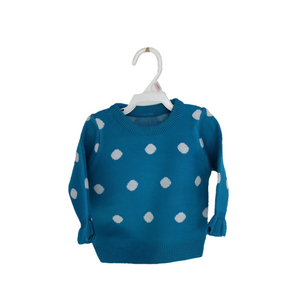 Blue-White Polka Dots Baby Sweater I 100% Organic Cotton - Mojopanda Organic  Store